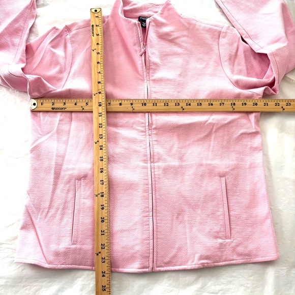 NWOT Eileen Fisher Pink 98% Cotton Pique Lapel Collar Jacket SZ L P  Full Zip - Picture 6 of 9